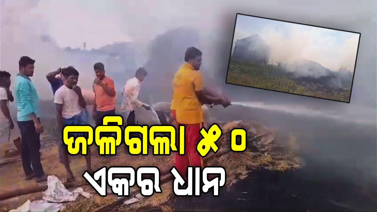 ଖଳାରେ ନିଆଁଲାଗି ଜଳିଗଲା ୧୦ ଲକ୍ଷ ଟଙ୍କାର ଧାନ
