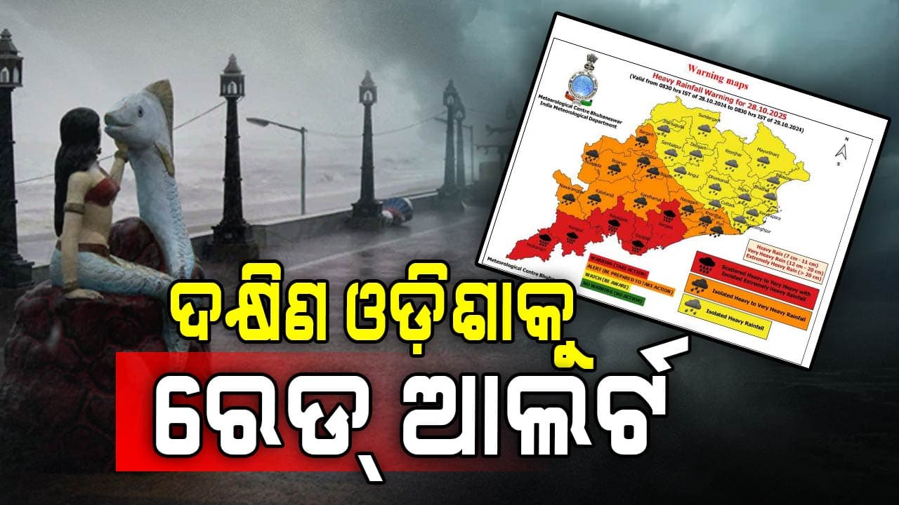 'ମୋନ୍ଥା' ପାଇଁ ଦକ୍ଷିଣ ଓଡ଼ିଶାକୁ ରେଡ୍ ଆଲର୍ଟ, ଗୋପାଳପୁର ଠାରୁ ୫୭୦ କିମି ଦୂରରେ ବାତ୍ୟା