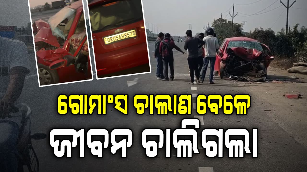 କାର୍ରେ ନେଉଥିଲେ ଗୋମାଂସ; ଦୁର୍ଘଟଣାରେ ଚାଲିଗଲା ଜୀବନ