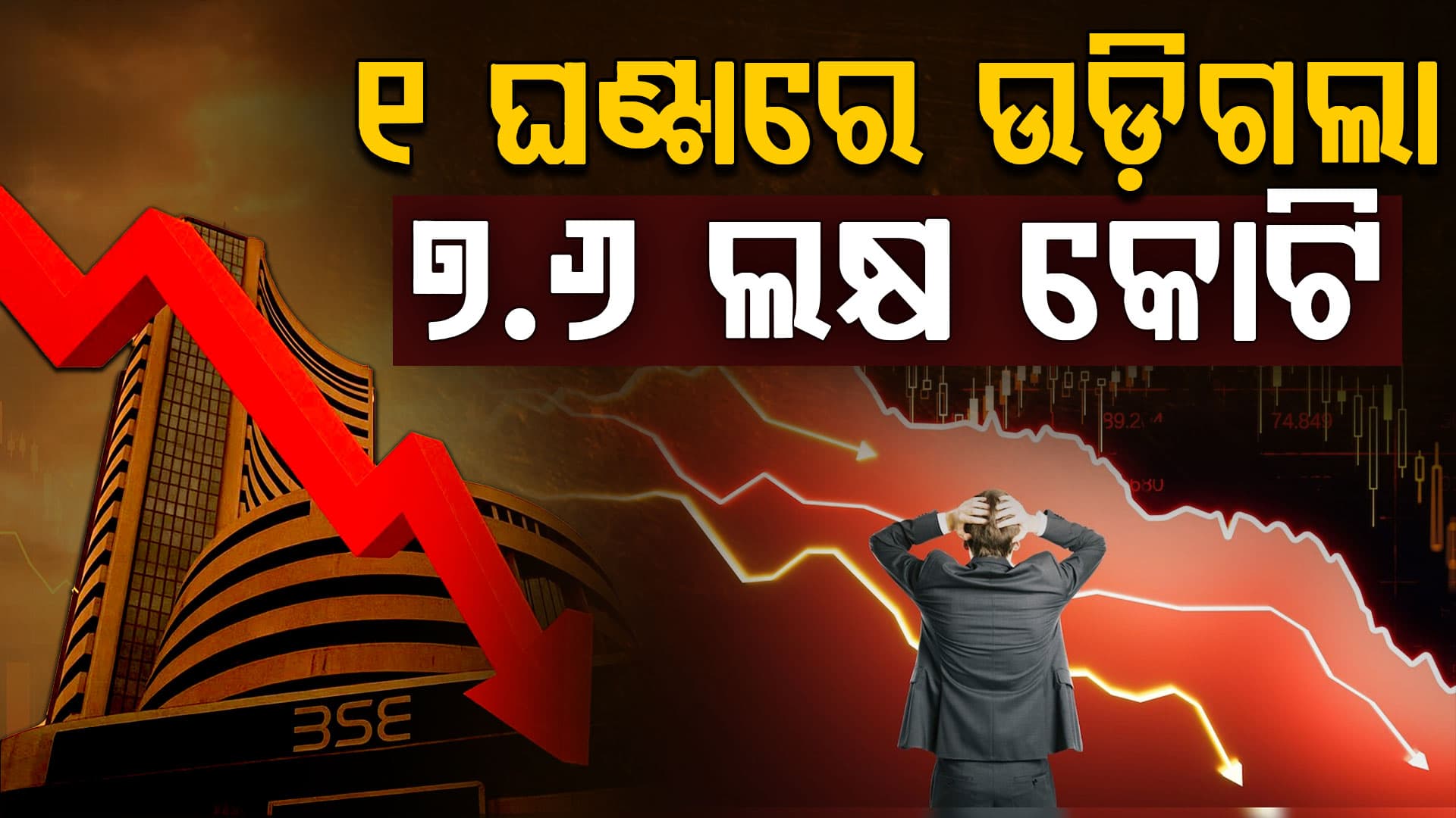 ସେୟାର ବଜାରରେ ରକ୍ତପାତ,  ଘଣ୍ଟାଏ ଭିତରେ ନିବେଶକ ହରାଇଲେ ୭.୬ ଲକ୍ଷ କୋଟି
