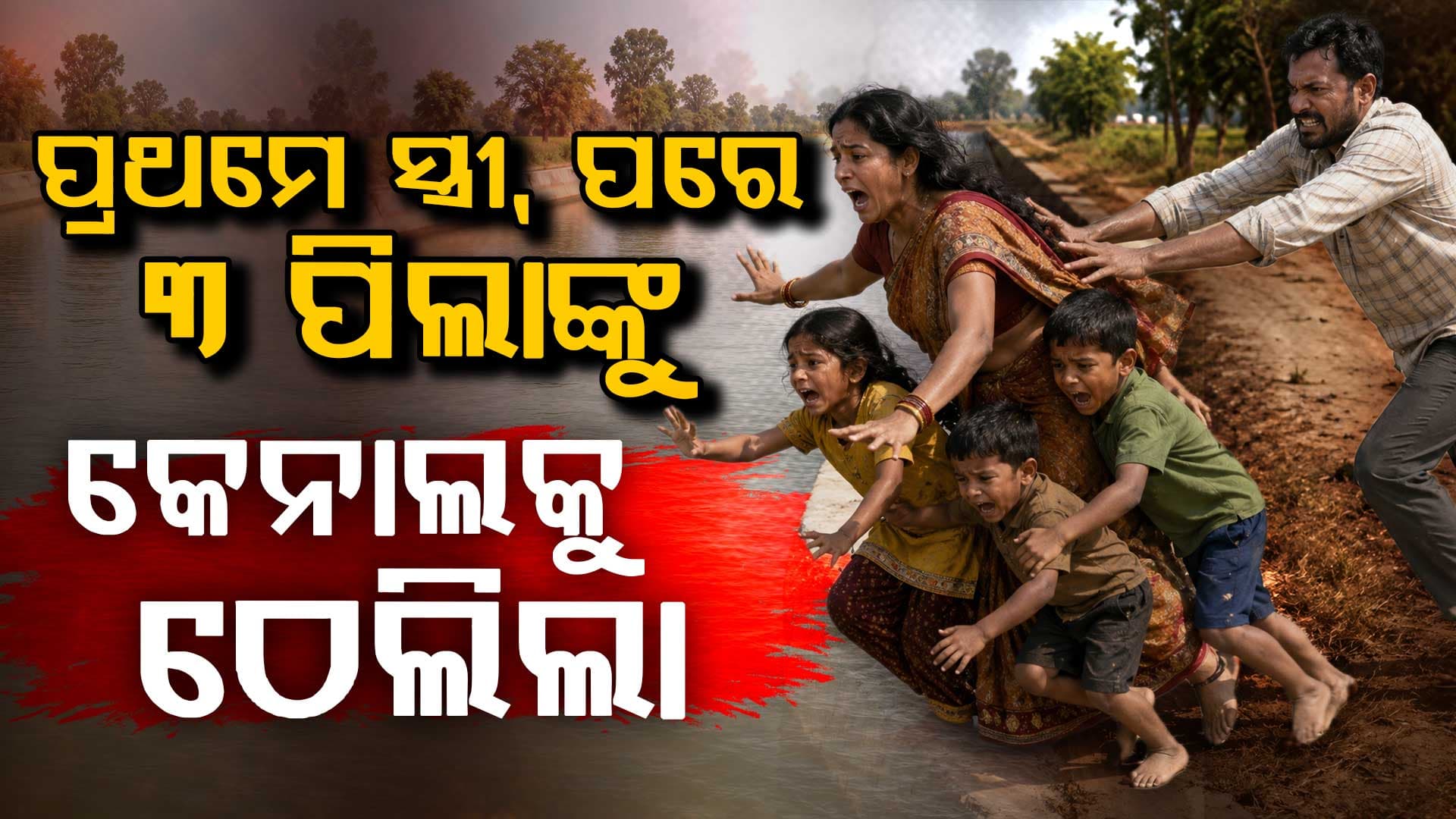 'ଚାଲ..ତୁମକୁ ବାପଘରେ ଛାଡ଼ିଦେବି' ପ୍ରଥମ ସ୍ତ୍ରୀ, ପରେ ୩ ପିଲାଙ୍କୁ କେନାଲକୁ ଠେଲିଲା