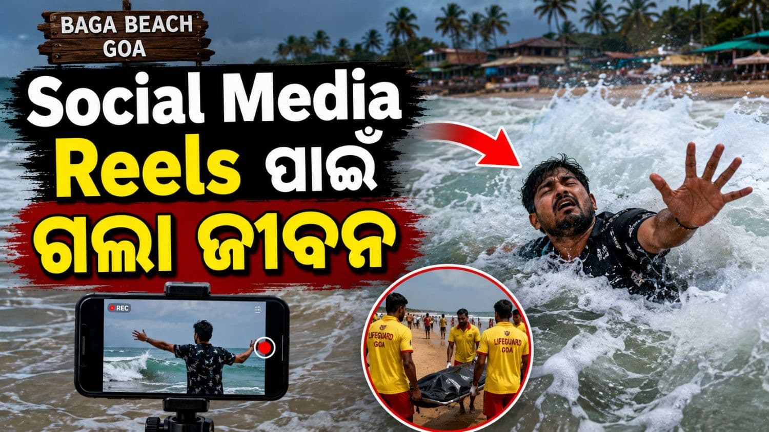 ଗୋଆର ବାଗା ବିଚ୍‌ରେ ଲହରୀରେ ଭାସିଗଲେ ବ୍ୟକ୍ତି; ରିଲ୍‌ ପାଇଁ ଚାଲିଗଲା ଜୀବନ 