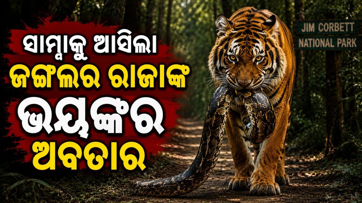 ସାମ୍ନାକୁ ଆସିଲା ବାଘର ଭୟଙ୍କର ରୂପ; ଅଜଗର ଶୀକାର ପରେ ଜଙ୍ଗଲରେ ହୋଇଗଲା ଅଦୃଶ୍ୟ 