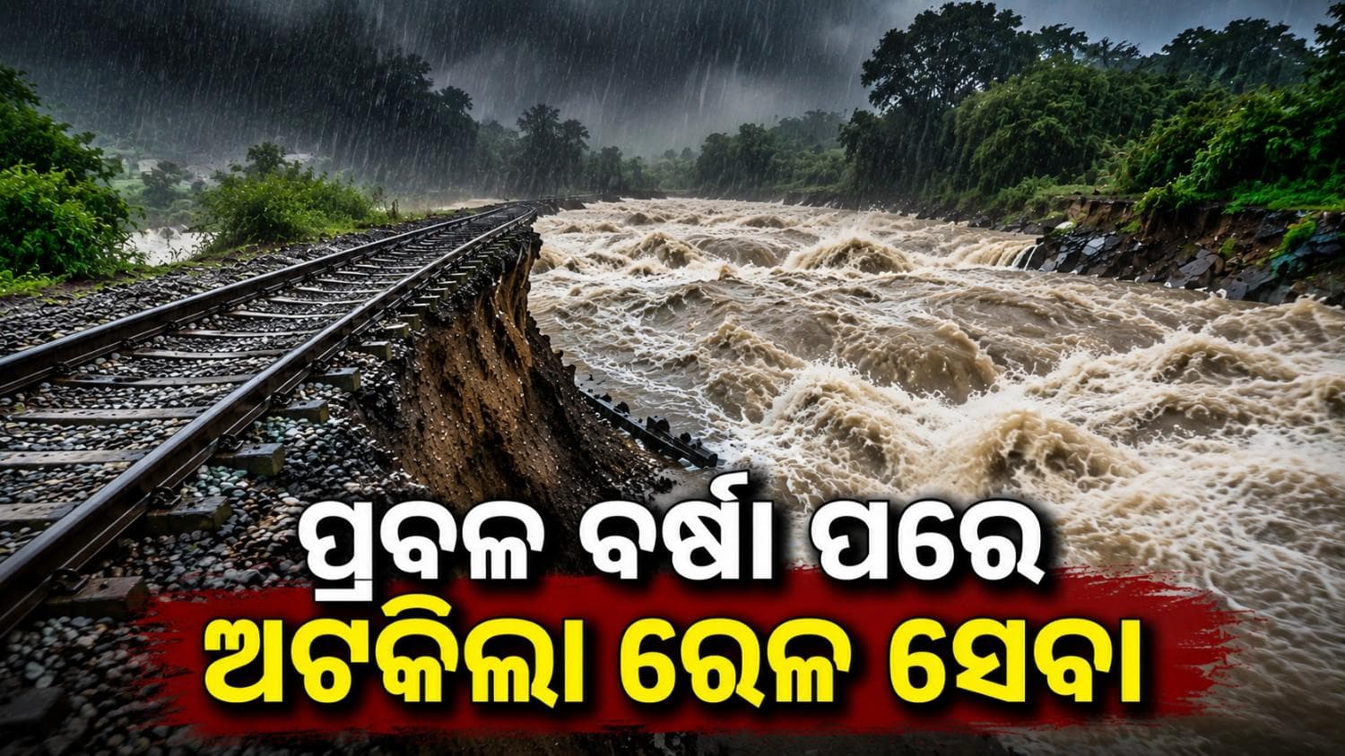 ପ୍ରବଳ ବର୍ଷା ପରେ ଫୁଲି ଉଠିଲା କାବେରୀ ନଦୀ; ଭାସିଗଲା ନ୍ୟାରୋଗେଜ୍ ରେଲୱେ ଲାଇନ୍ 