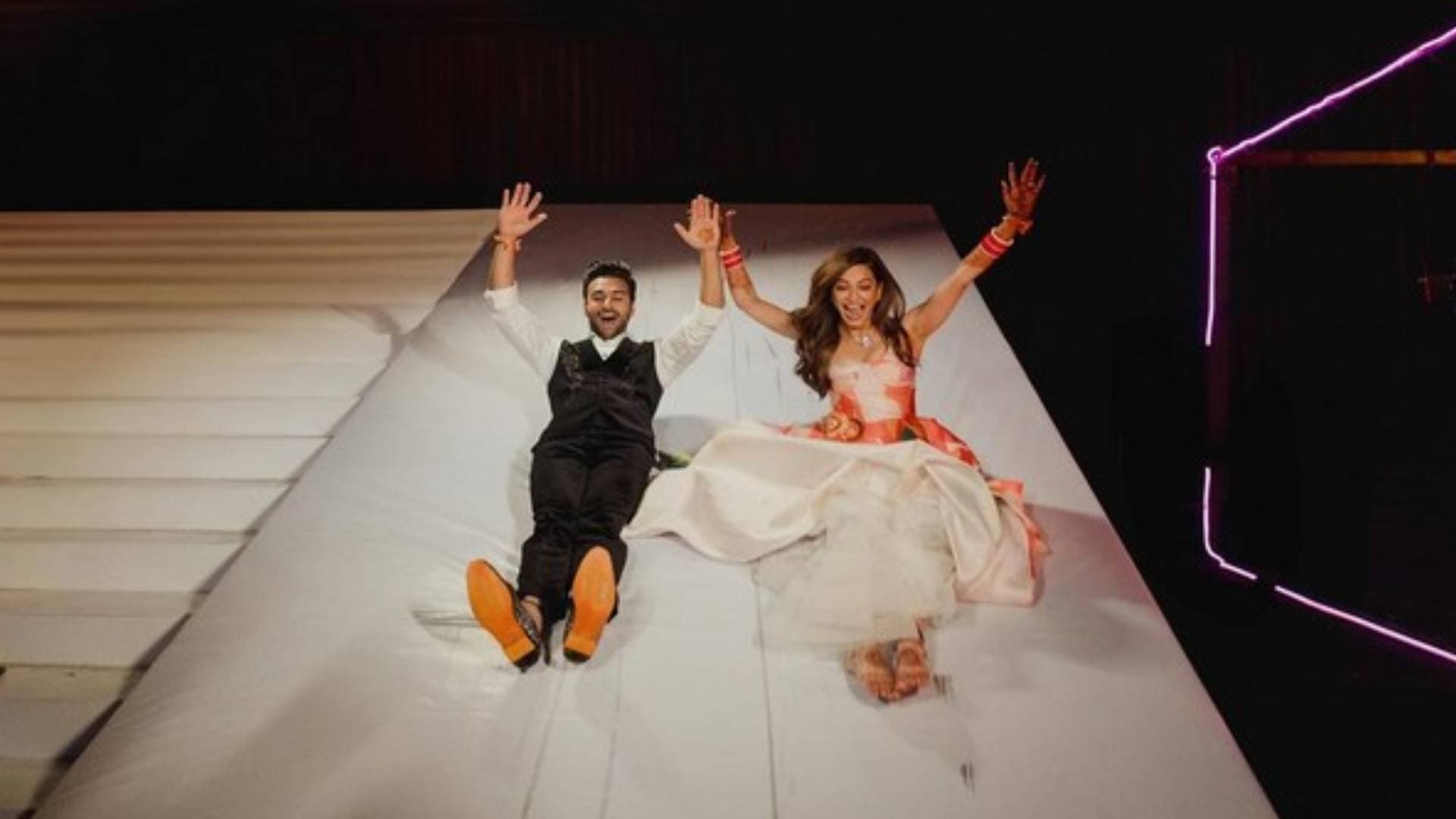 Pulkit Samrat Springs 'Slide' Surprises On Wife Kriti Kharbanda At Their Wedding Reception