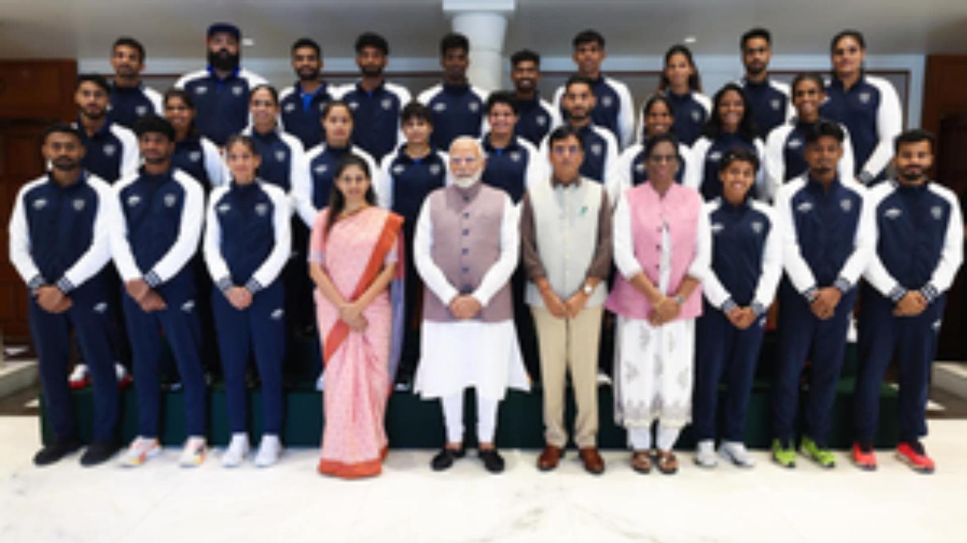 Prime Minister Modi interacts with India's Olympics-bound contingent before departure for Paris