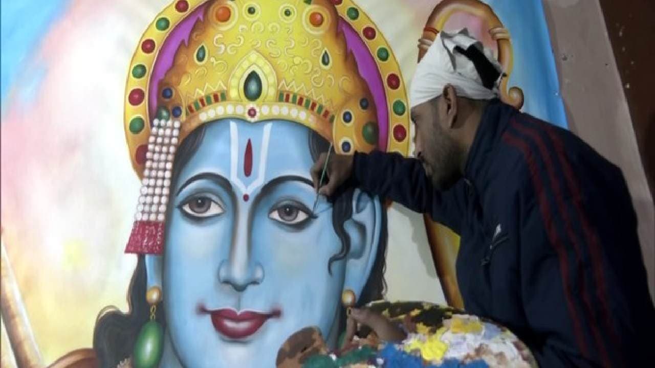 Punjab: Artist Makes 10-foot-tall Painting Of Lord Ram; Wishes To Install It In Ram Mandir