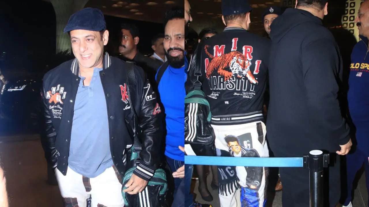 Salman Khan Grabs Eyeballs With His Funky Airport Look, Wears Pants With His Face Painted On Back