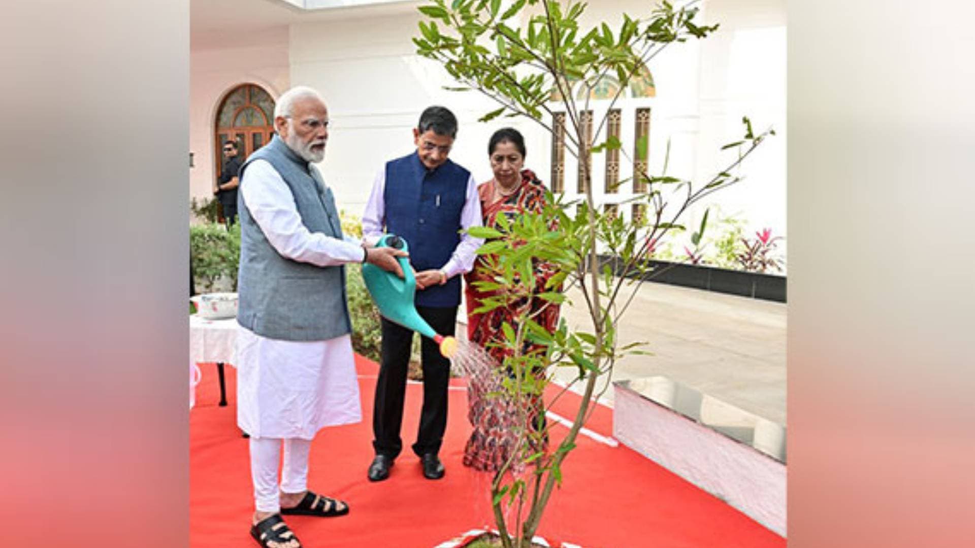 PM Modi, TN Governor Ravi Plant 'Rudraksha' Saplings On Raj Bhavan Premises
