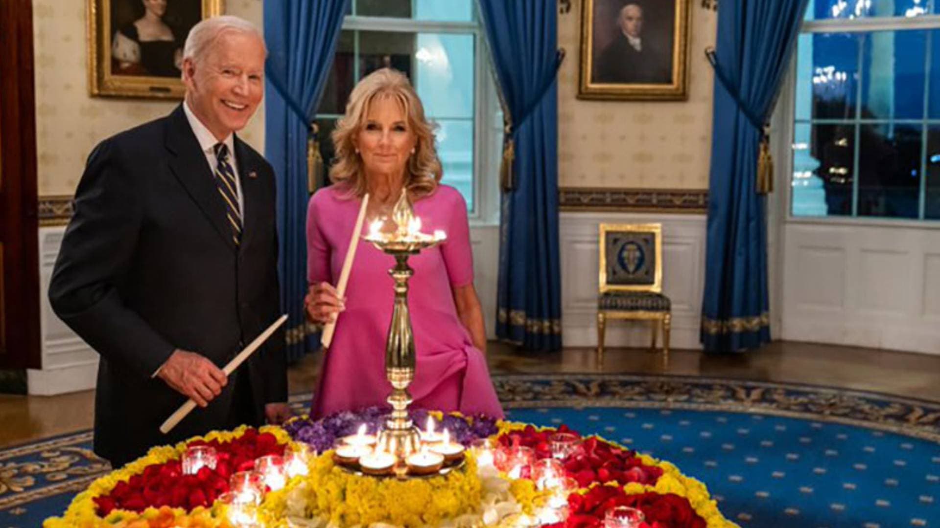 US President Joe Biden, First Lady Light 'Diya' On Occasion Of Diwali