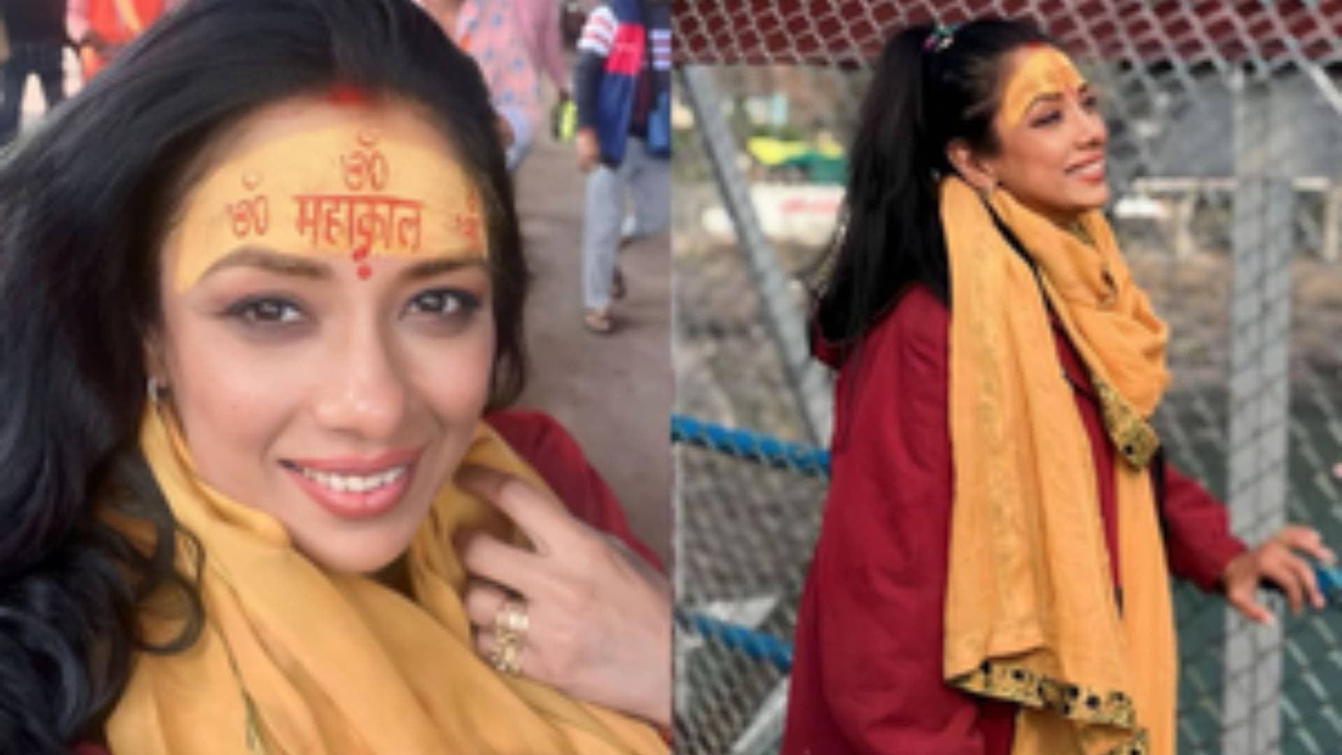 Rupali Ganguly Embraces Spiritual Bliss As She Visits Omkareshwar, Mahakaleshwar Temples
