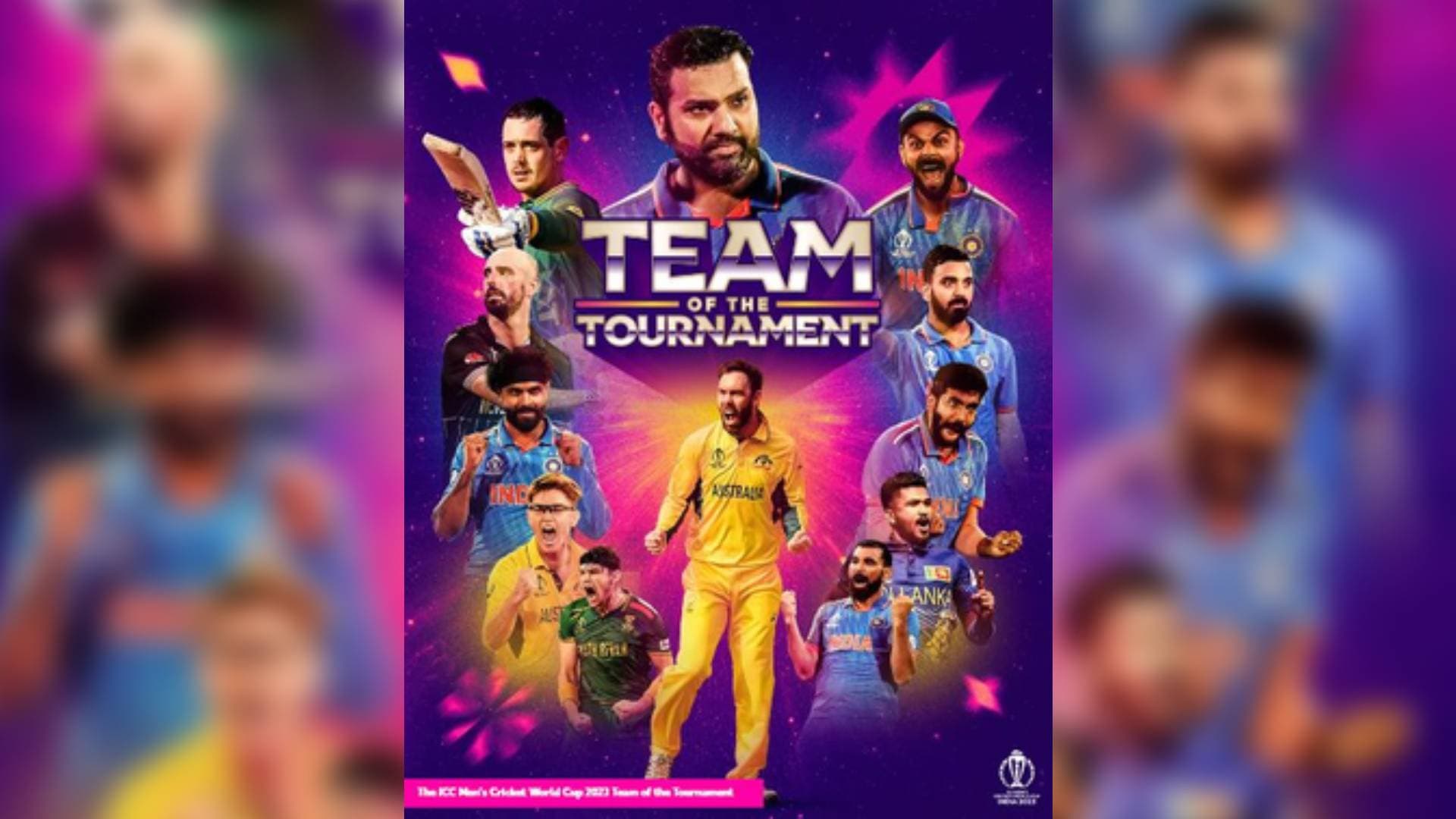 Men’s ODI WC: Rohit, Kohli, Shami, Rahul, Jadeja, Bumrah Included In Team Of The Tournament