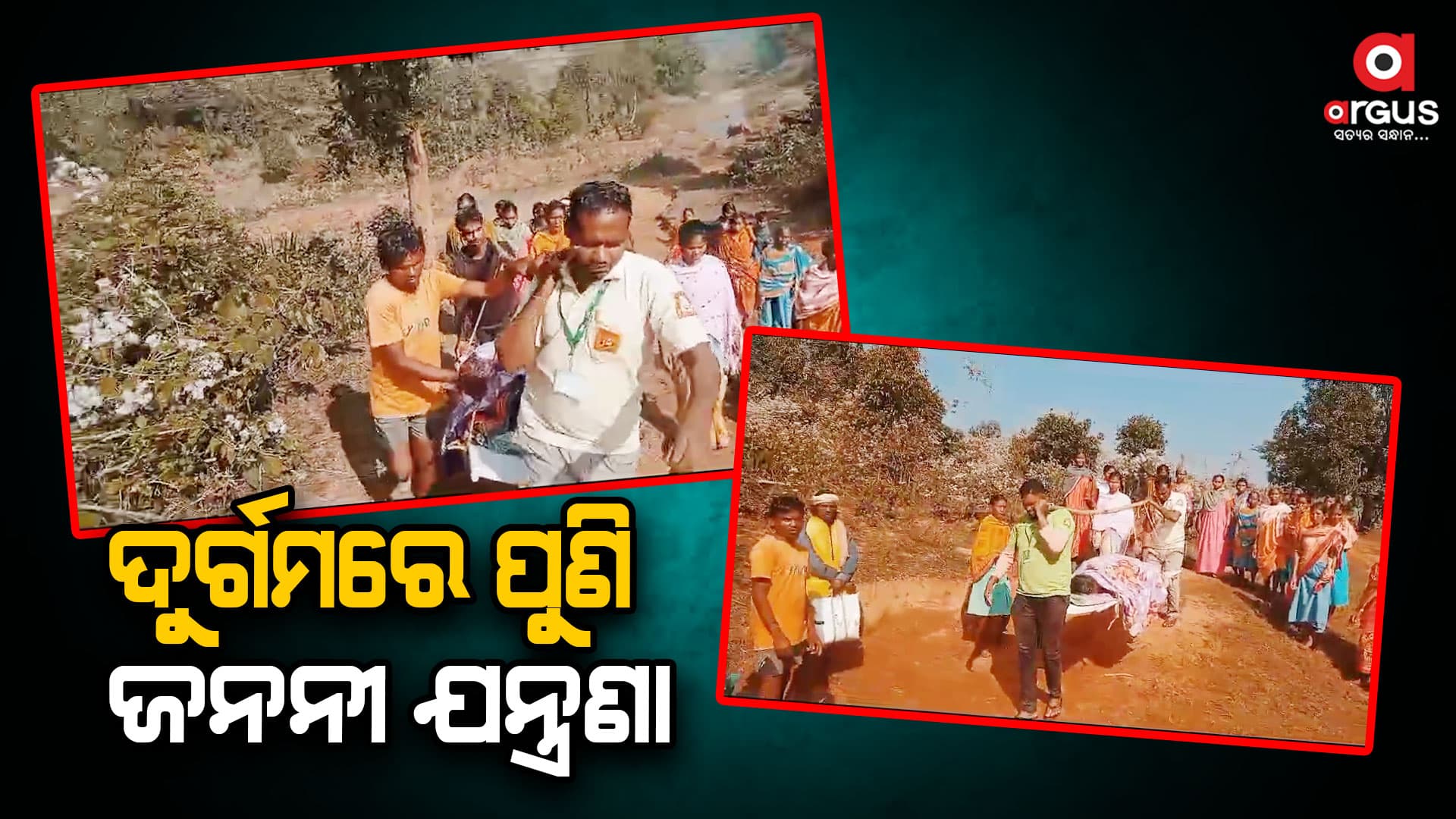 ୩ କିମି ନାଳ ଅତିକ୍ରମ କରି କାନ୍ଧରେ ବୁହାହେଲେ ଗର୍ଭବତୀ