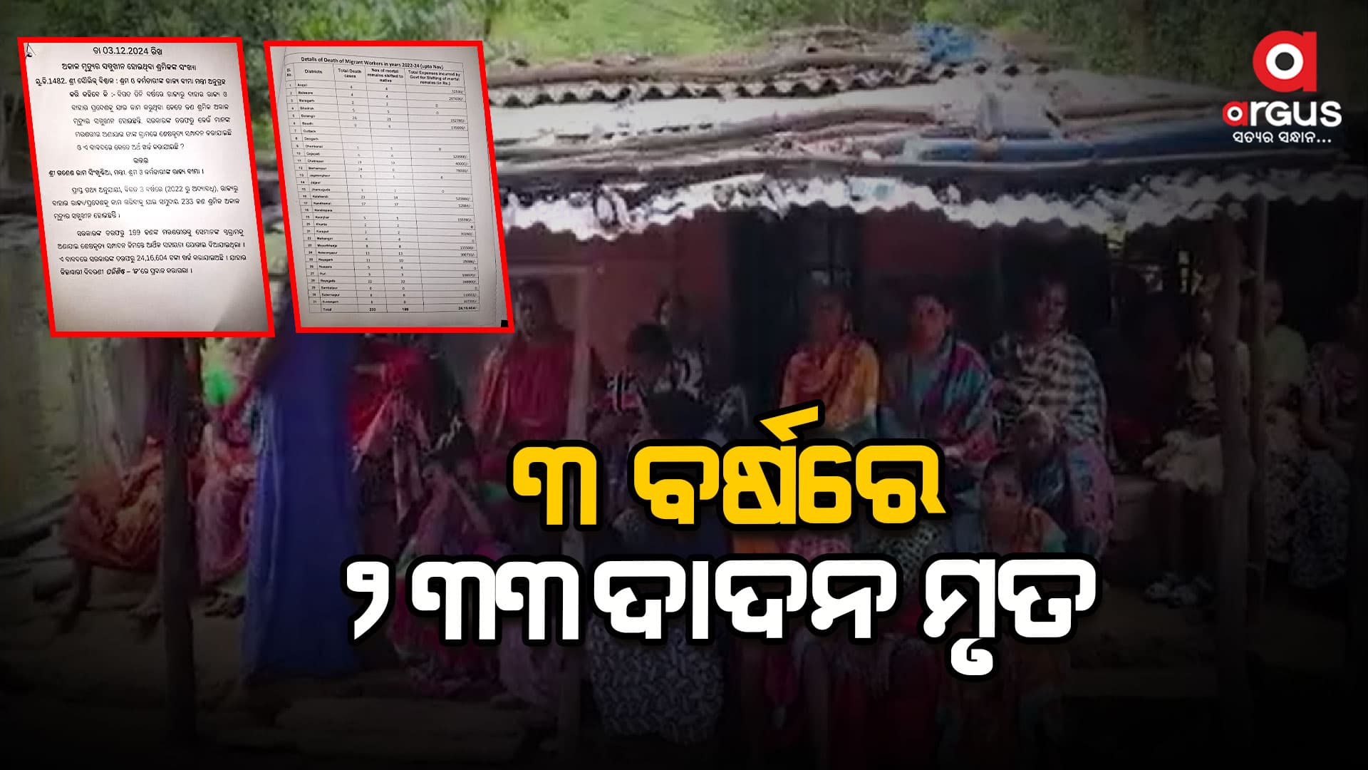 ବାହାର ରାଜ୍ୟକୁ ଦାଦନ ଖଟିବାକୁ ଯାଇ ପ୍ରାଣ ହରାଇଲେଣି ୨୩୩