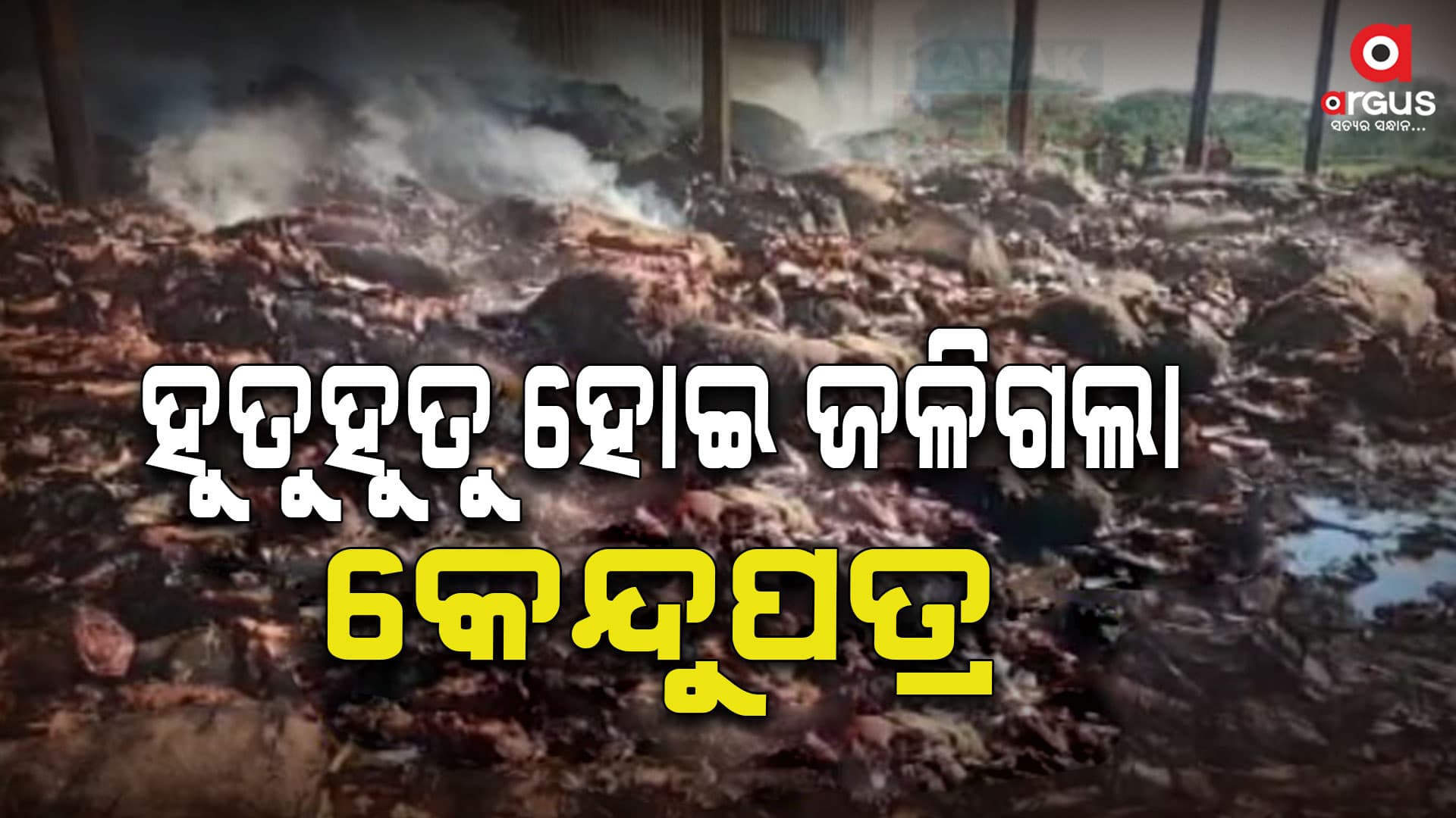 କେନ୍ଦୁପତ୍ର ଗୋଦାମରେ ଭୟଙ୍କର ଅଗ୍ନିକାଣ୍ଡ