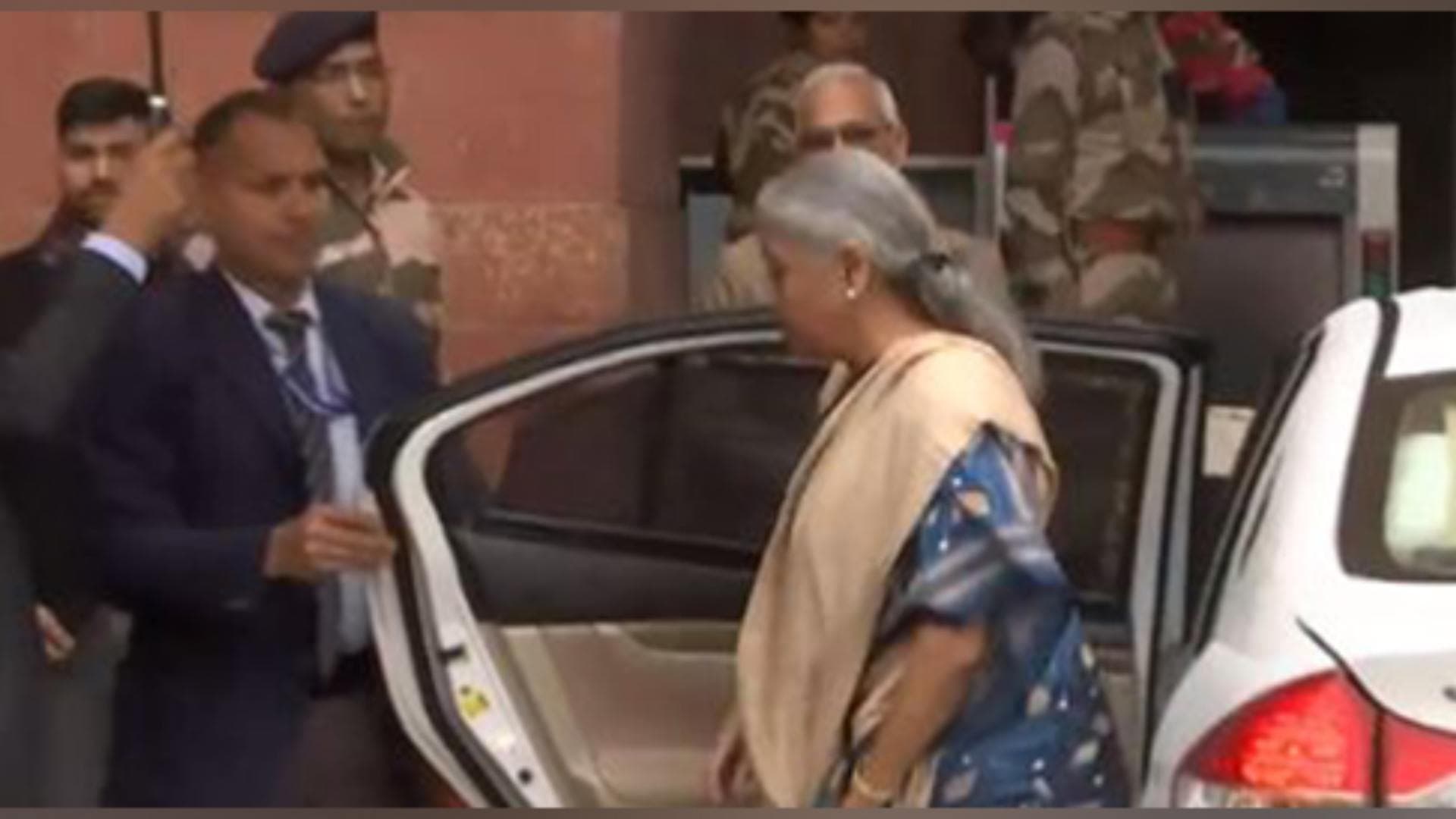 Nirmala Sitharaman Arrives At Finance Ministry Ahead Of Budget 2024