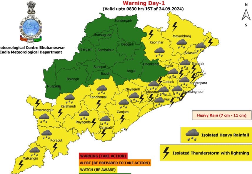 ରାଜ୍ୟରେ ବଢିବ ବର୍ଷାର ପରିମାଣ; ୮ ଜିଲ୍ଲାକୁ ୟେଲୋ ଓ୍ବାର୍ଣ୍ଣିଂ 