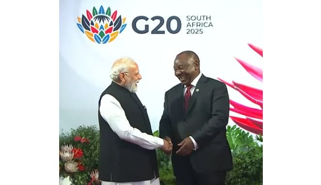 PM Modi Attends G20 Leaders' Summit in Johannesburg, Receives Warm Welcome From SA President Ramaphosa