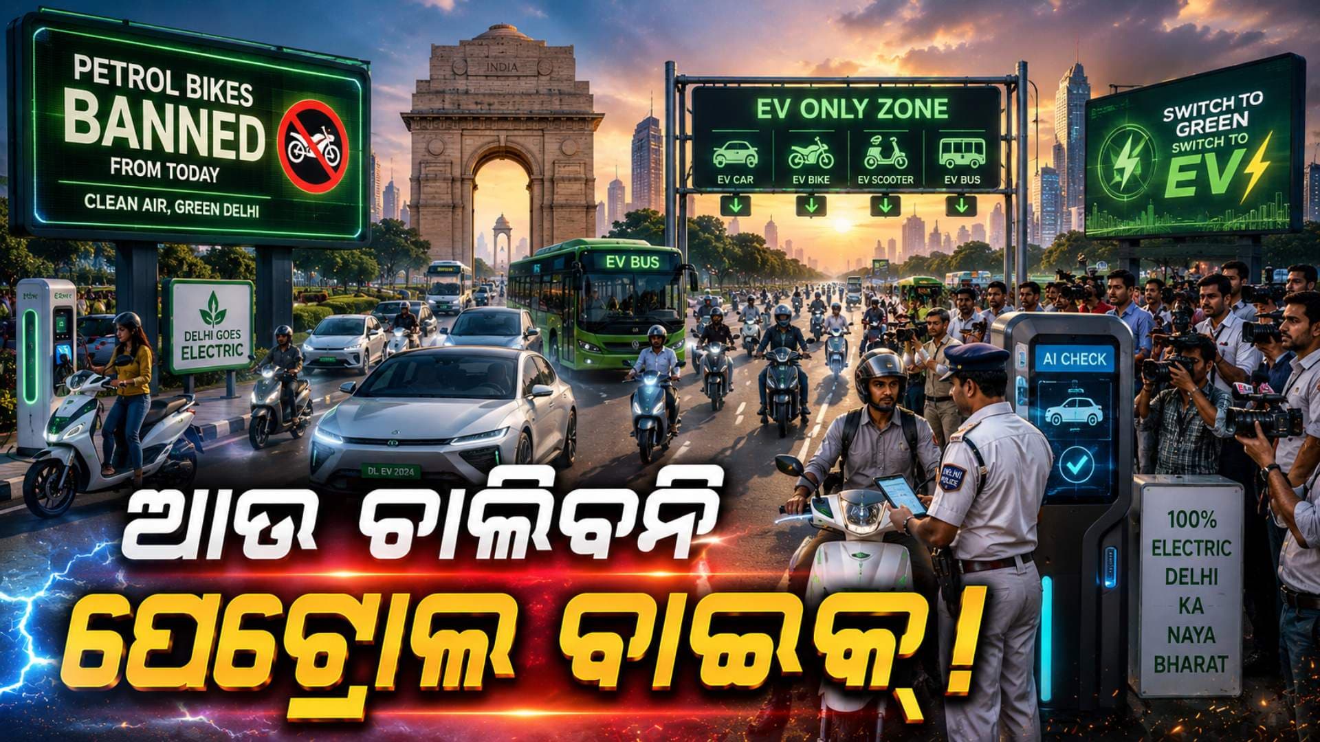 ଦିଲ୍ଲୀରେ ବନ୍ଦ ହେବ ପେଟ୍ରୋଲ ବାଇକ୍ ! ଆସିଲା ନୂଆ EV ପଲିସି