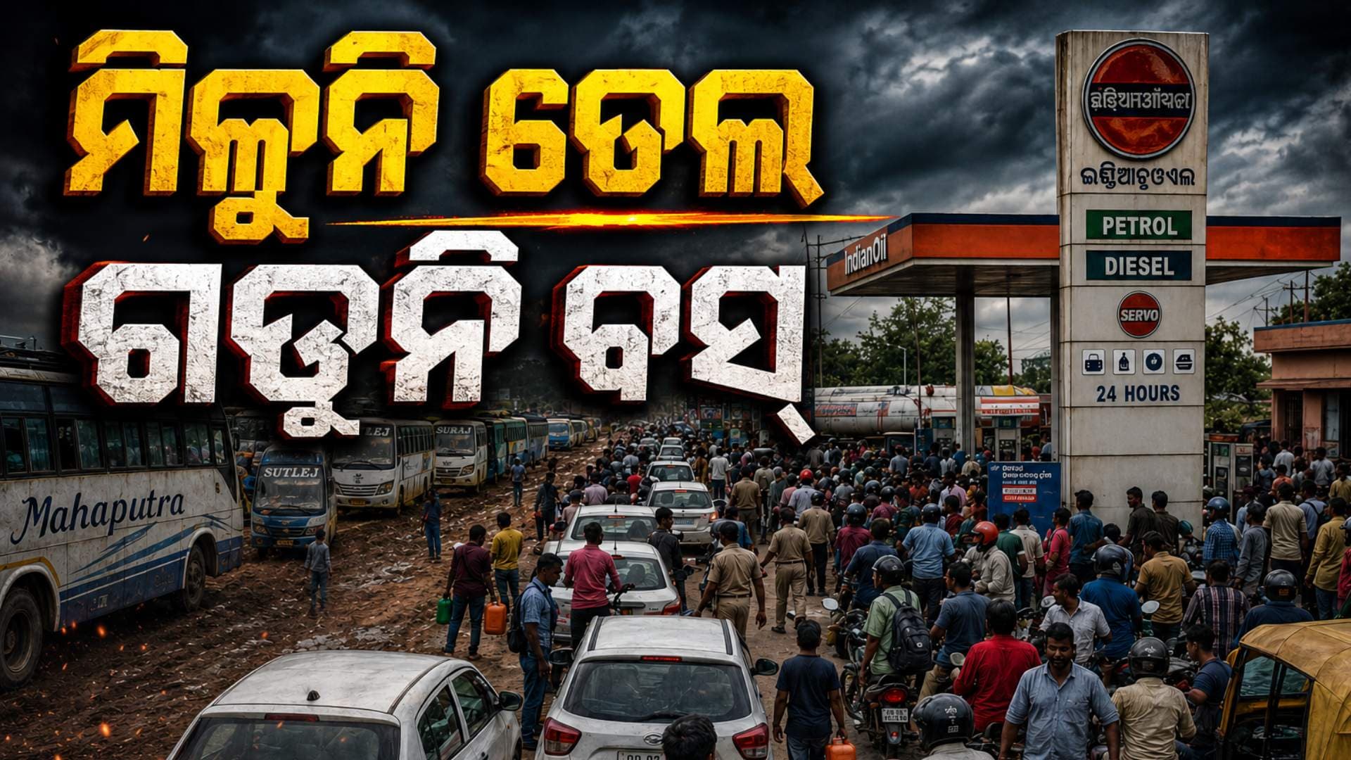 ପେଟ୍ରୋଲ୍ ପମ୍ପରେ ମିଳୁନି ତେଲ, ୧୪ ହଜାରରୁ ୨ ହଜାର ଘରୋଇ ବସ୍ ବନ୍ଦ