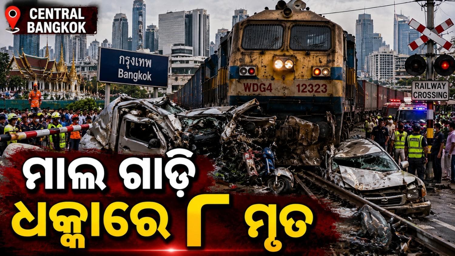 ବ୍ୟାଙ୍କକ୍ ରେ ମାଲଗାଡ଼ି-ବସ୍ ମଧ୍ୟରେ ମୁହାମୁହିଁ ଧକ୍କା ; ଅଗ୍ନିକାଣ୍ଡରେ ୮ ମୃତ