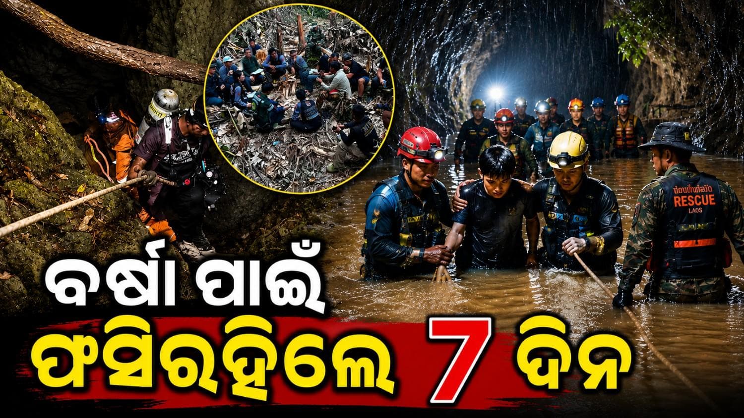 ବର୍ଷା ପରେ ଗୁମ୍ଫାରେ ଫସିରହିଲେ ୭ ଦିନ; ବାହାରକୁ ଆସିଲେ ୫, କୁଆଡ଼େ ଗଲେ ୨?