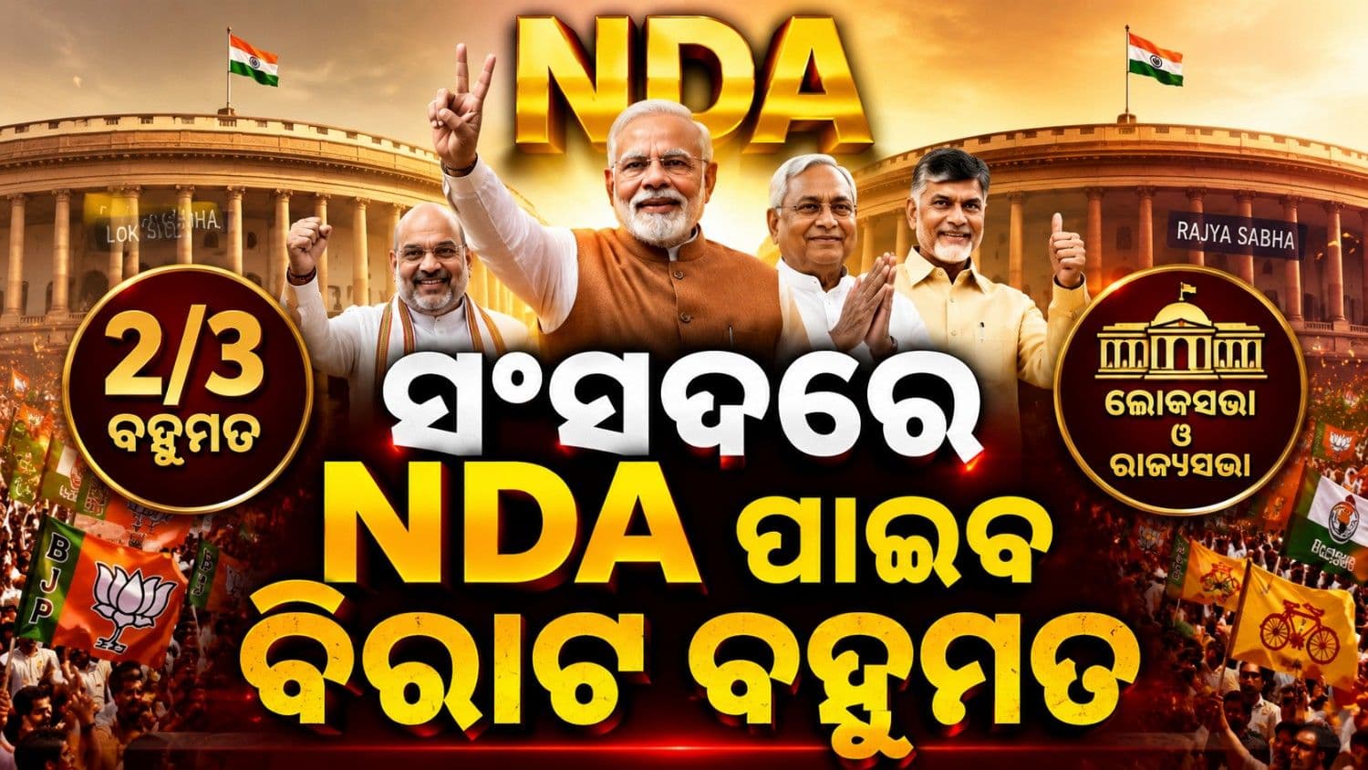 ସଂସଦରେ ଏନଡ଼ିଏ ହାତେଇପାରେ ଦୁଇ-ତୃତୀୟାଂଶ ବହୁମତ; ହେଲ କିପରି?