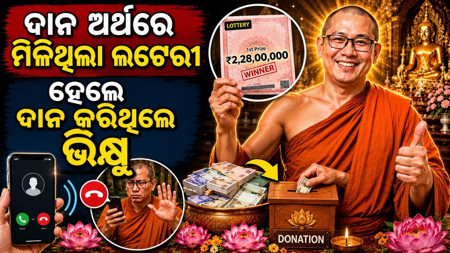 ଚର୍ଚ୍ଚାରେ ମାଲେସିଆ ବୌଦ୍ଧ ଭିକ୍ଷୁ; ଦାନ ଅର୍ଥରେ ଜିତିଲେ ଲଟେରୀ, କାଟିଦେଲେ ବ୍ୟାଙ୍କ ଅଧିକାରୀଙ୍କ ଫୋନ୍ କଲ୍