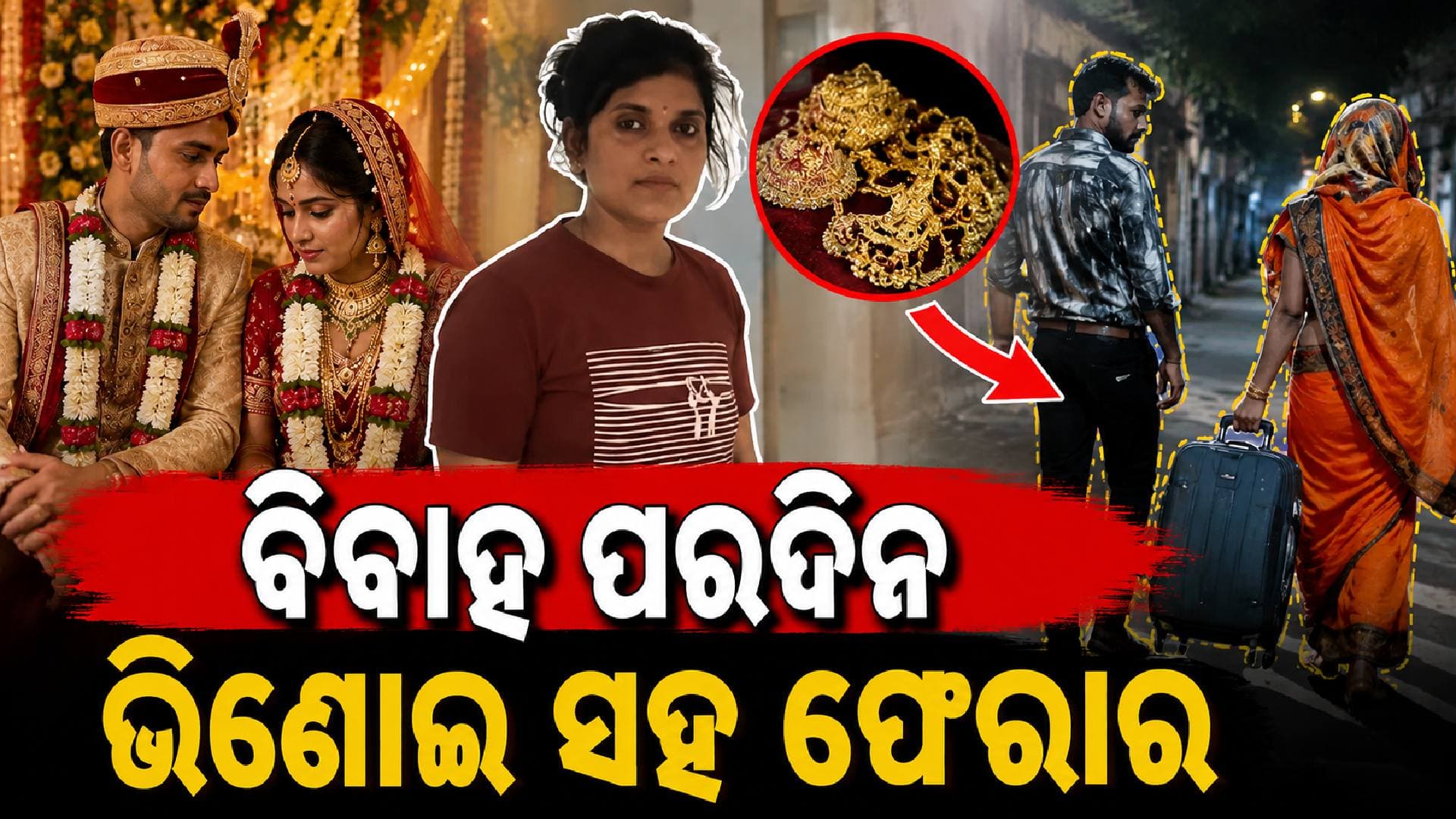 ବିବାହ ପରଦିନ ଅଳଙ୍କାର ଧରି ଭିଣୋଇ ସହ ଫେରାର ନବବଧୂ; ଶୋଇଥିଲା ସ୍ଵାମୀ