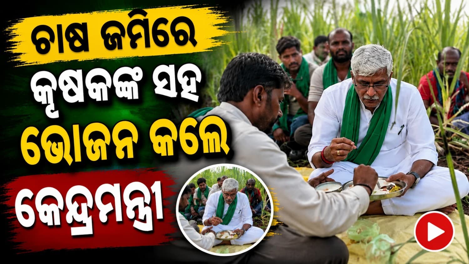 ଭିଆଇପି ପ୍ରୋଟୋକଲ୍ ଭୁଲିଲେ ମନ୍ତ୍ରୀ; କ୍ଷେତରେ ବସି ଚାଷୀଙ୍କ ସହ କଲେ ଭୋଜନ