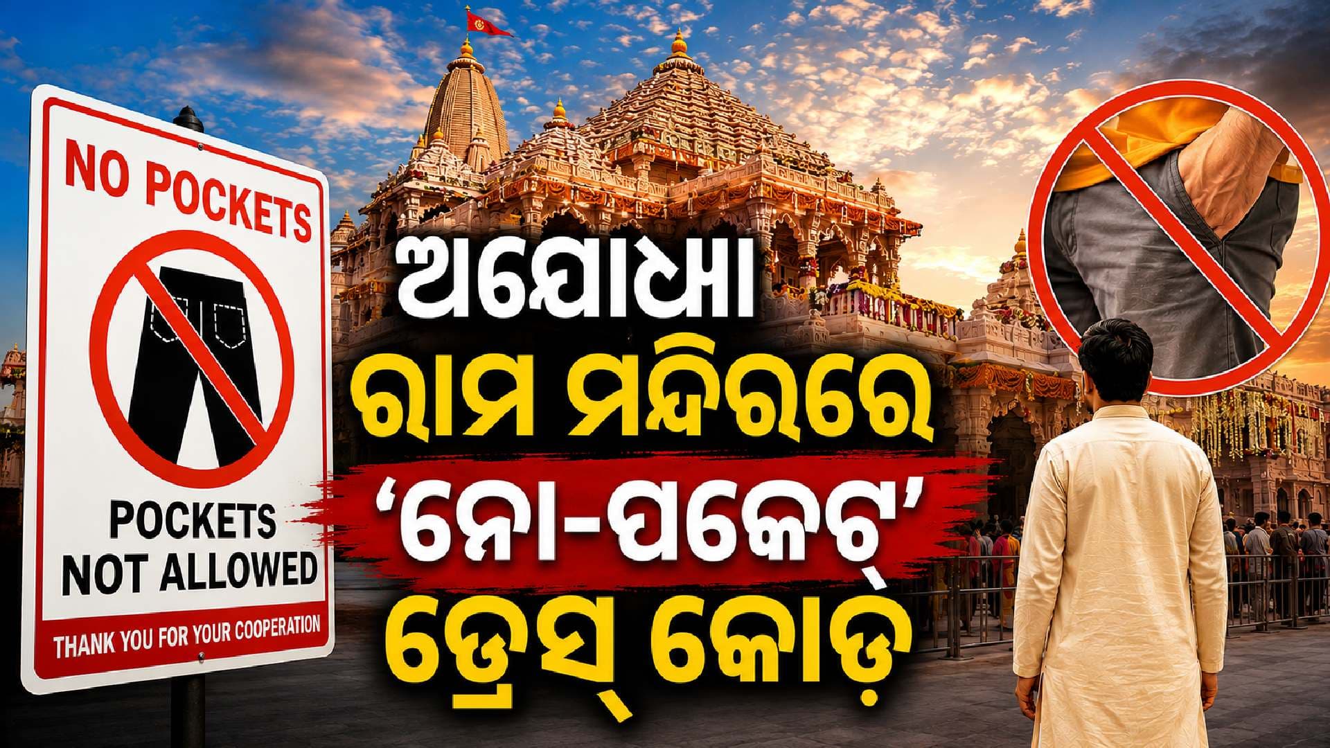 ଅଯୋଧ୍ୟା ରାମ ମନ୍ଦିରରେ ଲାଗୁ ହୋଇପାରେ 'ନୋ-ପକେଟ୍' ଡ୍ରେସ୍ କୋଡ୍; ଆଉ କେଉଁ ମନ୍ଦିରରେ ଅଛି ଏହି ନିୟମ ?