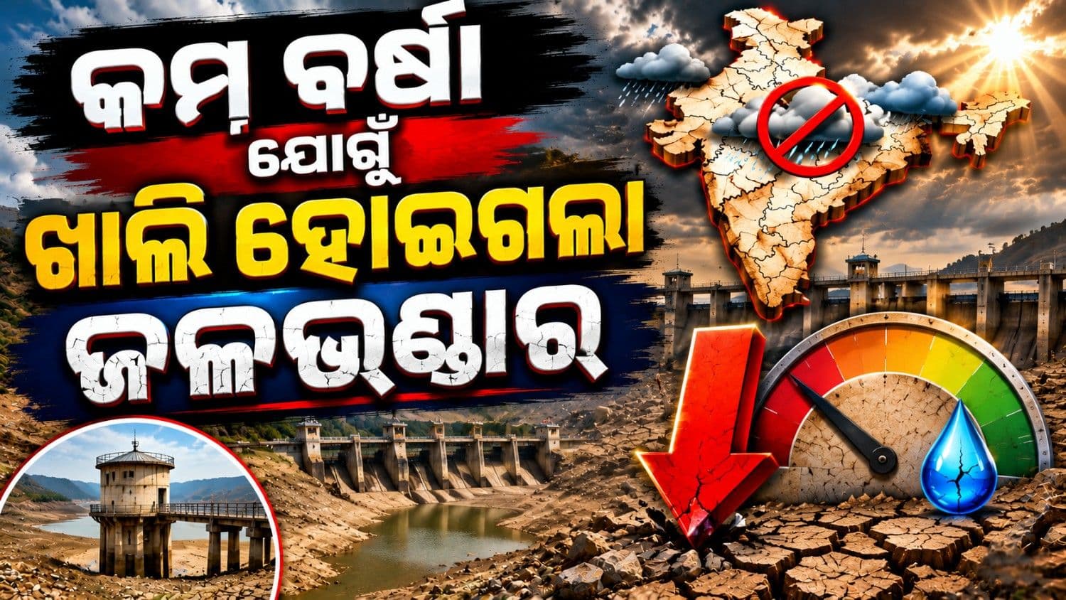 ଦୁର୍ବଳ ମୌସୁମୀର ପ୍ରଭାବ; ୧୬୬ ଜଳଭଣ୍ଡାରରେ ୩୮% ହ୍ରାସ ପାଇଲା ଜଳସ୍ତର