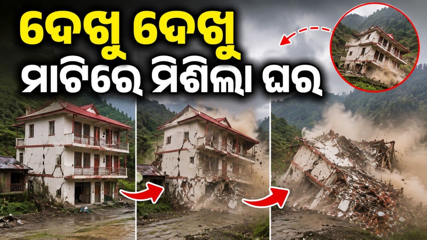 ପ୍ରକୃତିର ତାଣ୍ଡବ; ତାସ ପତ୍ତା ଭଳି ଦେଖୁ ଦେଖୁ ଭୁଶୁଡ଼ିଲା ଘର