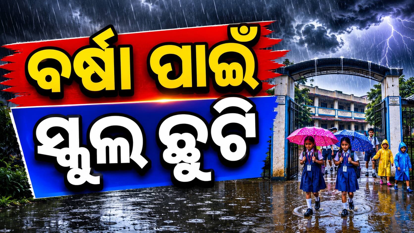 ପ୍ରବଳ ବର୍ଷା ଯୋଗୁ ଏହି ଜିଲ୍ଲାର ସମସ୍ତ ସ୍କୁଲ ଛୁଟି