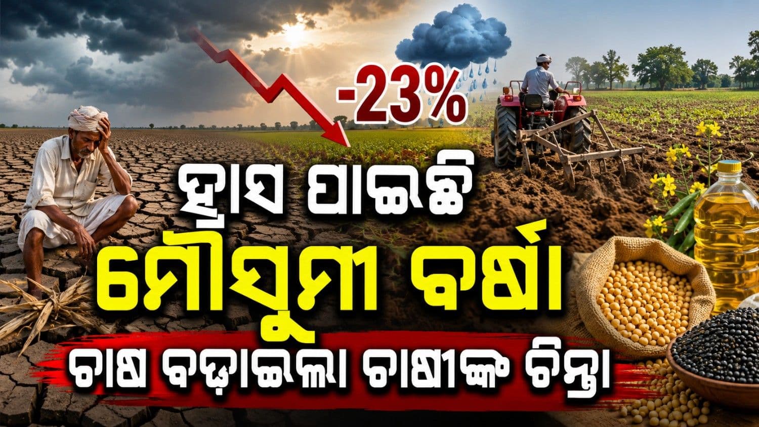 ନିଅଣ୍ଟିଆ ବର୍ଷା ବଢାଇଲା ଚାଷୀଙ୍କ ଚିନ୍ତା;ମହଙ୍ଗା ହେବ କି ଡାଲି-ତେଲ ମୂଲ୍ୟ?