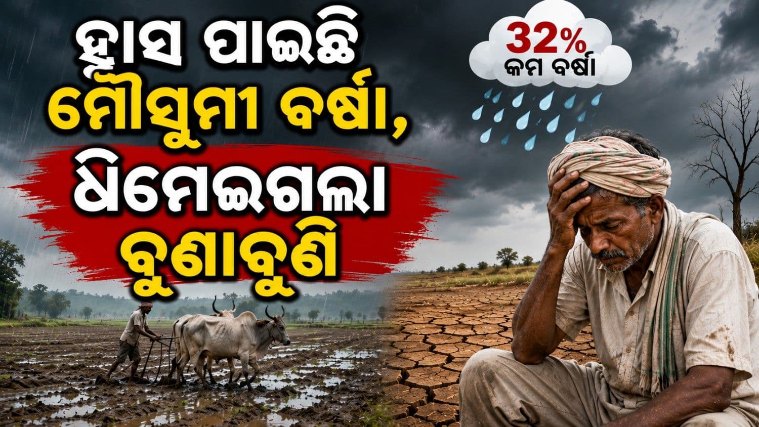 ଚିନ୍ତା ବଢାଇଲା ଦୁର୍ବଳ ମୌସୁମୀ; ଧିମା ଖରିଫ ଫସଲ ବୁଣାବୁଣି ବଢାଇଲା ଦେଶର ଚିନ୍ତା!