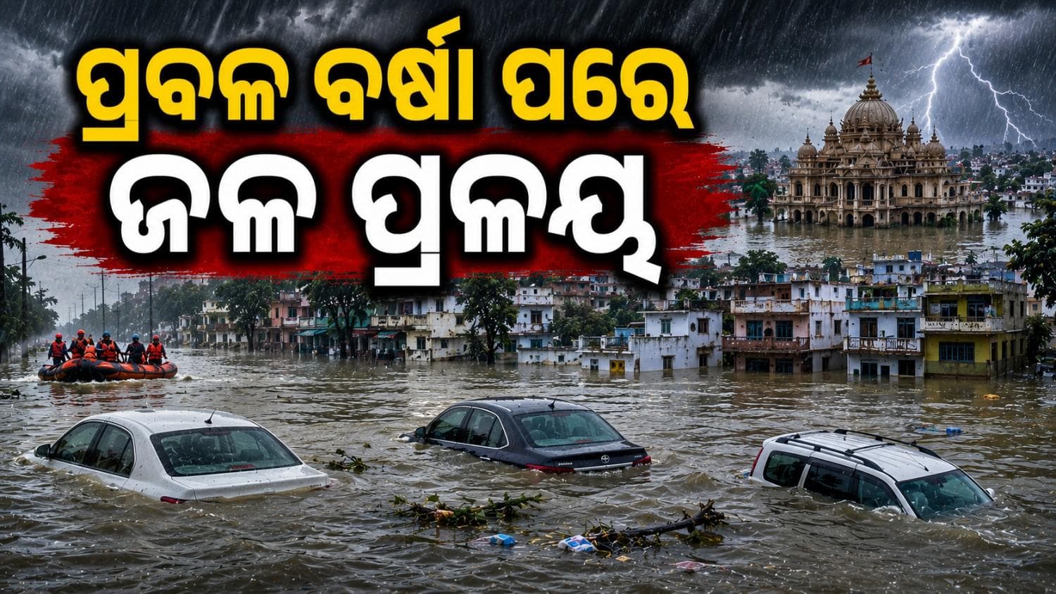 ପ୍ରବଳ ବର୍ଷା ପରେ ଗୁଜୁରାଟରେ ଜଳ ପ୍ରଳୟ; ବୁଡ଼ିଗଲା କାର-ବିଲ୍ଡିଂ