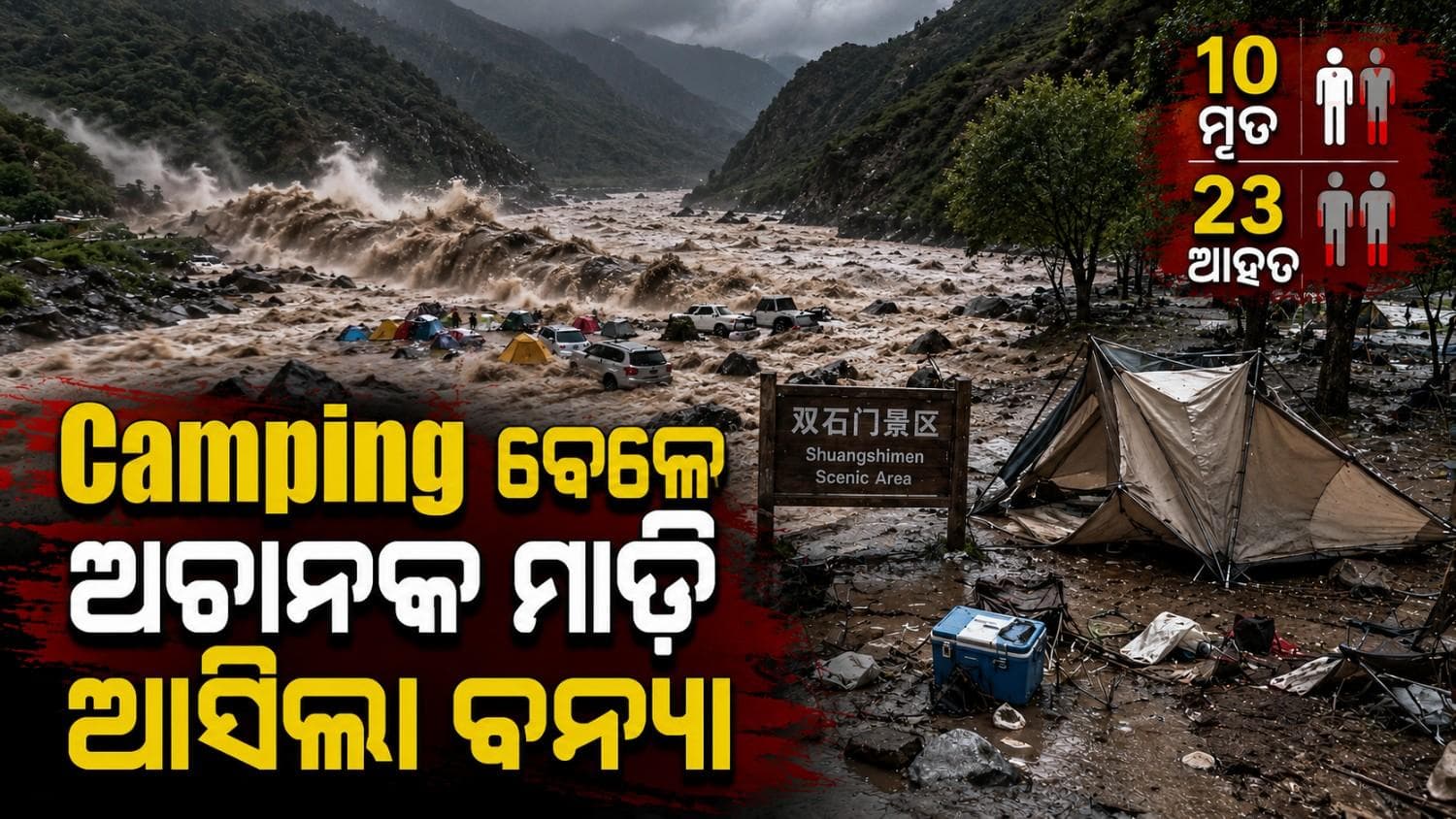 ପର୍ଯ୍ୟଟନ ସ୍ଥଳକୁ ଅଚାନକ ମାଡ଼ି ଆସିଲା ବନ୍ୟା; ୧୦ ମୃତ, ୨୩ ଆହତ