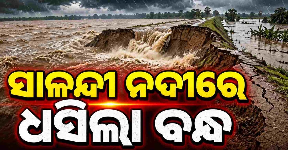 ଭଦ୍ରକ ସାଳନ୍ଦୀ ନଦୀରେ ଧସିଲା ବନ୍ଧ; ଲୋକେ ଭୟଭୀତ