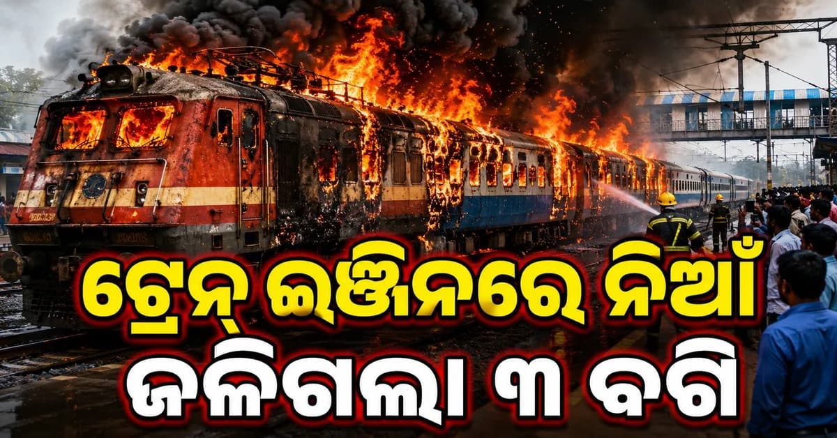 ଟ୍ରେନ୍ରେ ଭୟାବହ ଅଗ୍ନିକାଣ୍ଡ, ଜଳିଲା ଇଞ୍ଜିନ୍ ସହ ୩ ବଗି