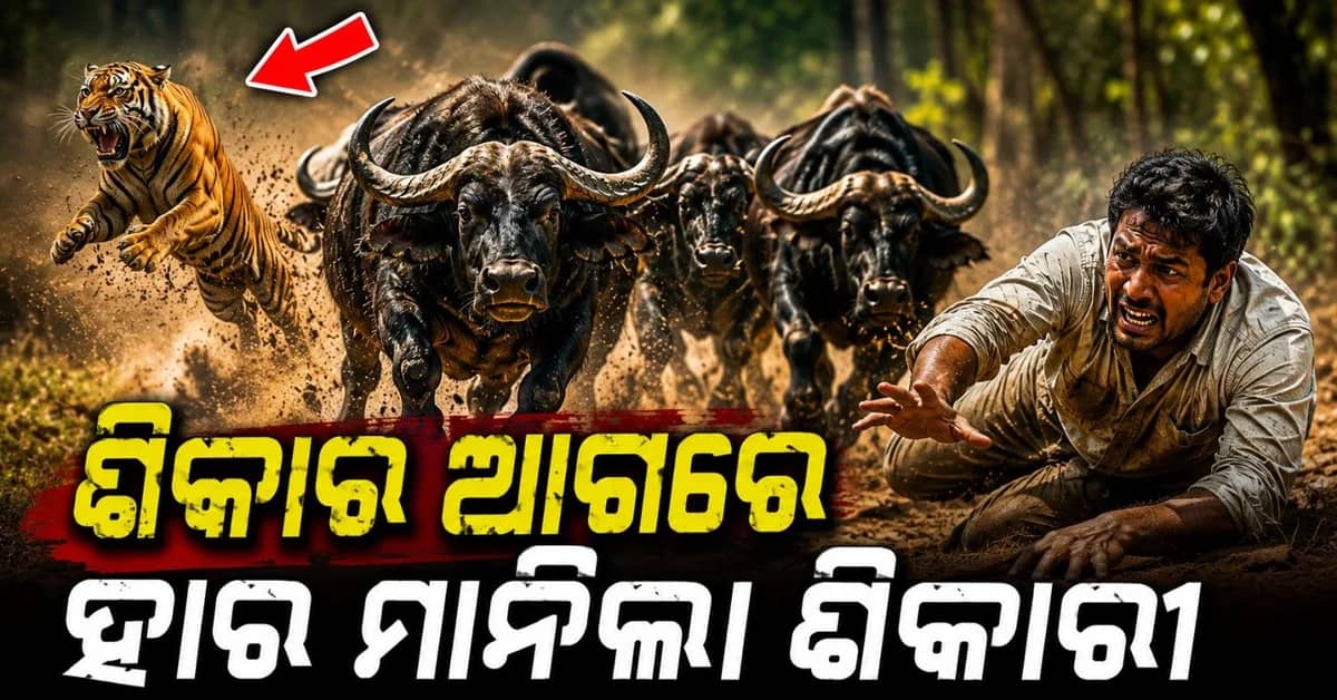 ଜଙ୍ଗଲରେ ଆକ୍ରମଣରୁ ଅଳ୍ପକେ ବର୍ତ୍ତିଲେ ମାଲିକ; ମଇଁଷି ଆଗରେ ହାର ମାନିଲା ଶିକାରୀ ବାଘୁଣୀ