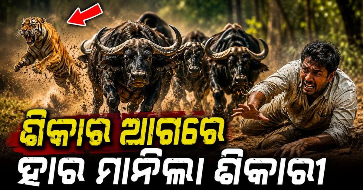 ଜଙ୍ଗଲରେ ଆକ୍ରମଣରୁ ଅଳ୍ପକେ ବର୍ତ୍ତିଲେ ମାଲିକ; ମଇଁଷି ଆଗରେ ହାର ମାନିଲା ଶିକାରୀ ବାଘୁଣୀ