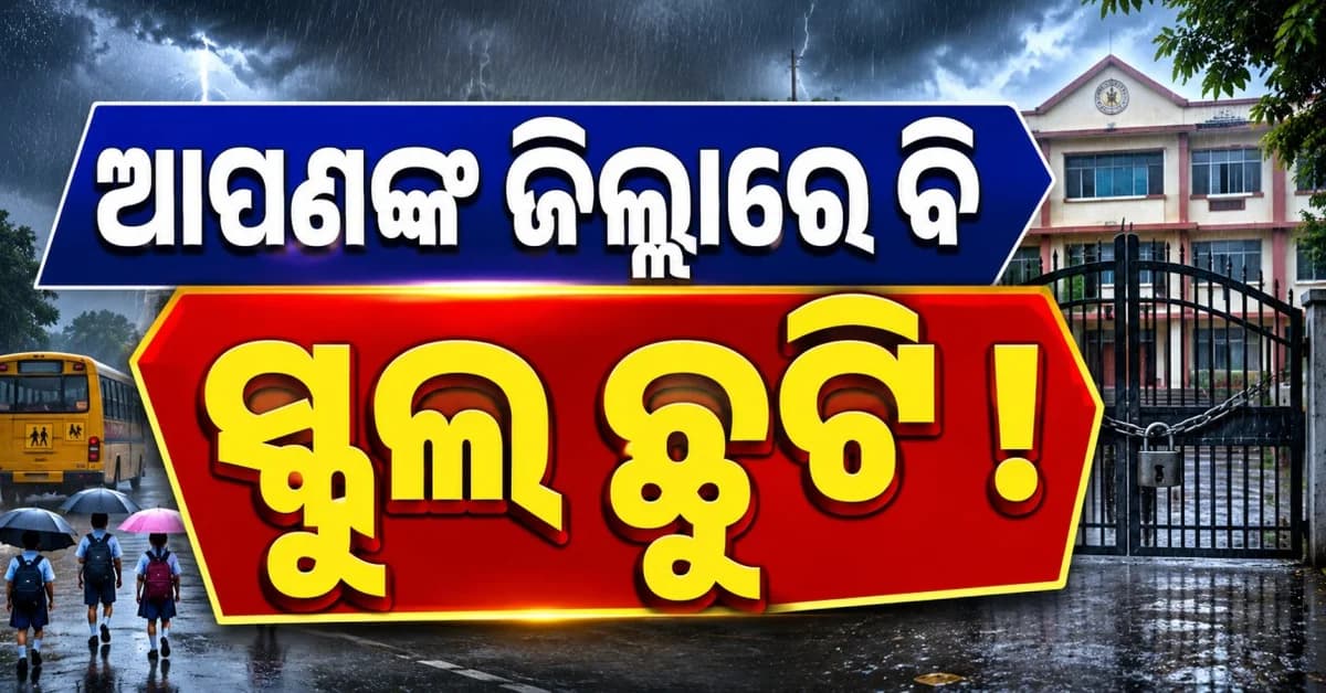 ଓଡ଼ିଶାରେ ବର୍ଷାର ତାଣ୍ଡବ... ୩ ଜିଲ୍ଲାରେ ସମସ୍ତ ସ୍କୁଲ ଛୁଟି