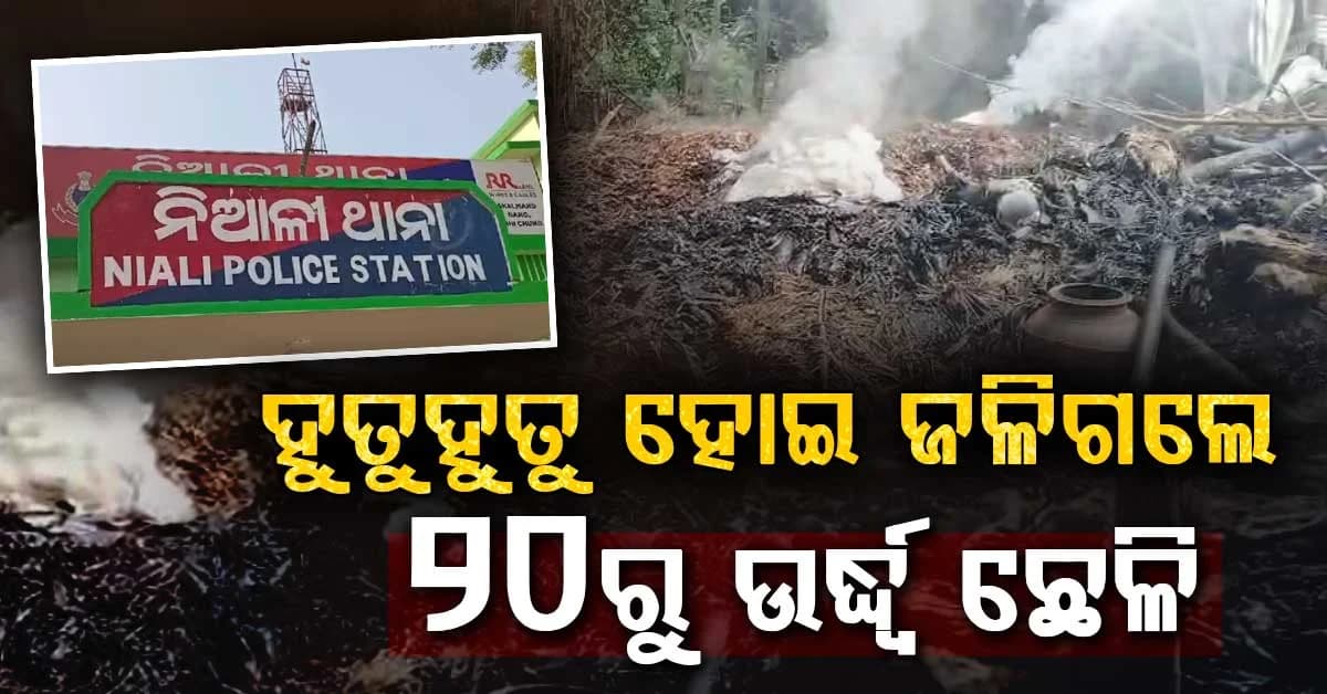 ନିଆଁ ଲାଗି ତିନି ବଖରା ଘର ଭସ୍ମୀଭୂତ, 20 ରୁ ଉର୍ଦ୍ଧ୍ୱ ଛେଳି ଜୀବନ୍ତ ଦଗ୍ଧ