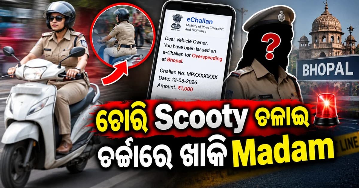 ଚୋରି ସ୍କୁଟି ଚଳାଉଥିଲେ ଖାକିଧାରୀ ମହିଳା; ଇ-ଚାଲାଣ ମେସେଜ୍ ମିଳିବା ପରେ ହେଲା ପର୍ଦ୍ଦାଫାଶ