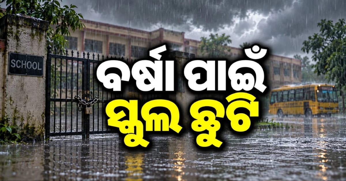 ଲଘୁଚାପ ବର୍ଷା ପାଇଁ ସ୍କୁଲ ଛୁଟି, ୧୧ ତାରିଖରେ ବନ୍ଦ ରହିବ ଏହି ଜିଲ୍ଲାର ସମସ୍ତ ଶିକ୍ଷାନୁଷ୍ଠାନ