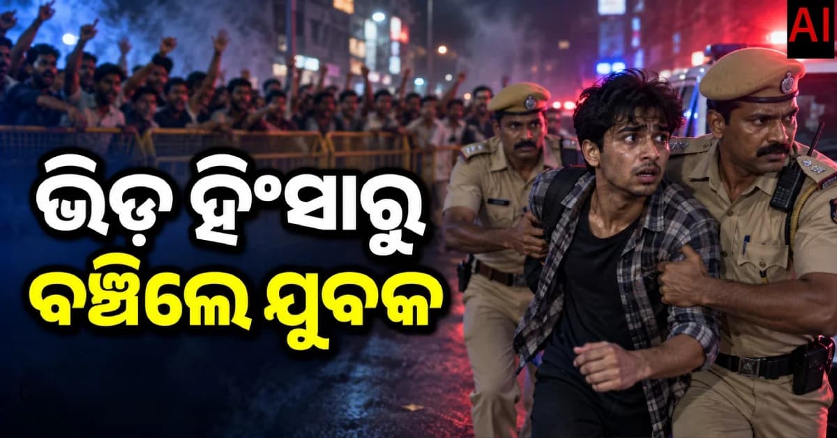 ଭିଡ଼ ହିଂସାରୁ ବର୍ତ୍ତିଲେ ଯୁବକ, ଠିକ୍ ସମୟରେ ପୋଲିସ୍ ପହଞ୍ଚି ଯୁବକଙ୍କୁ କଲା ଉଦ୍ଧାର