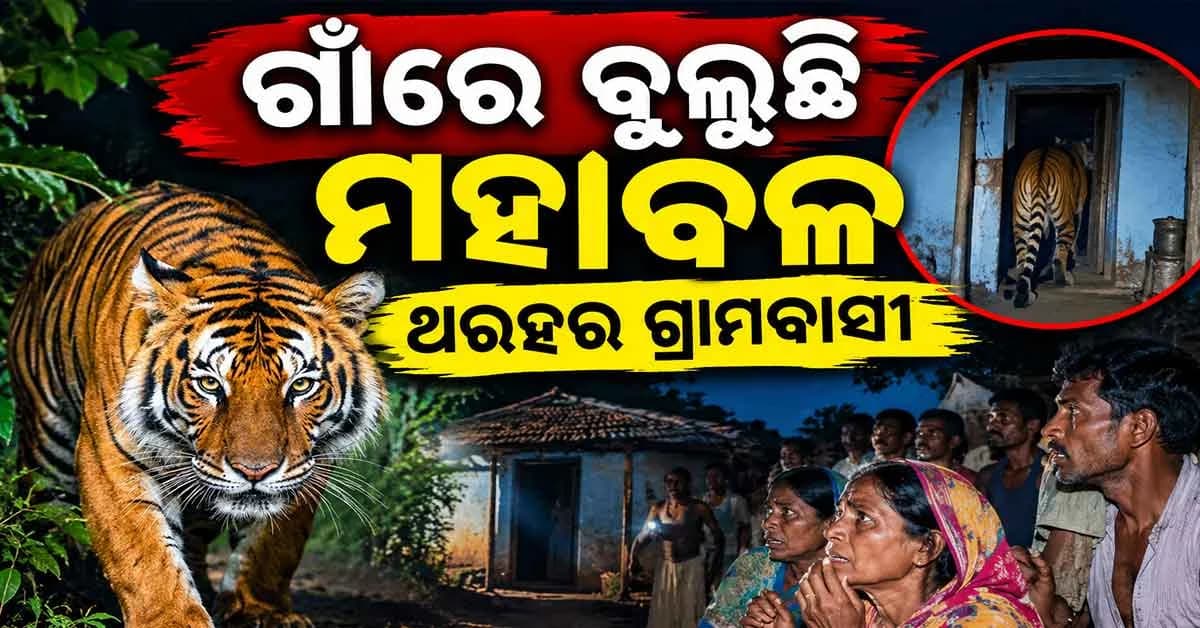 ବାଘ ଆତଙ୍କରେ ଥରହର ଗ୍ରାମବାସୀ,ଘରେ ପଶିଥିବା ଅନୁମାନ କରି କବାଟ କିଳି ଜଗି ବସିଛି ବନବିଭାଗ