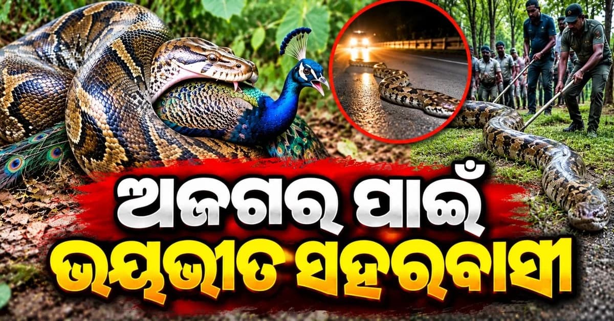 ବିଶାଳକାୟ ଅଜଗର ଆତଙ୍କରେ ଆତଙ୍କିତ ଲୋକ; ଗିଳିଦେଲା ମୟୁର