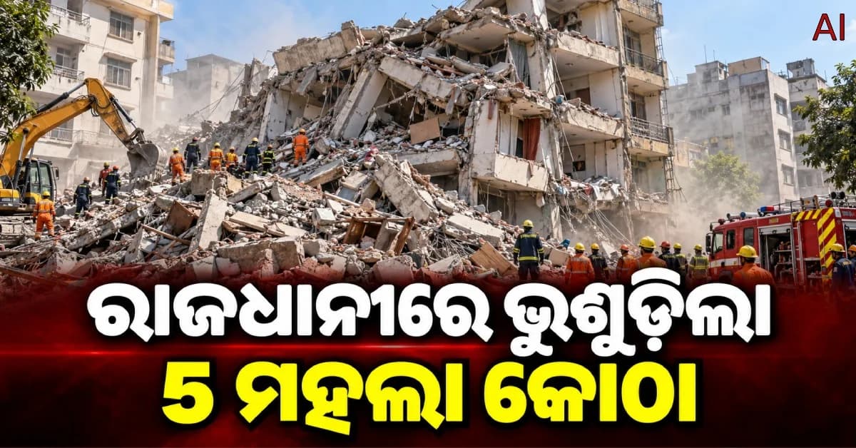 ଦିଲ୍ଲୀରେ ପୁଣି ଭୁଶୁଡ଼ିଲା ୫ ମହଲା କୋଠା, ଧ୍ୱଂସାବଶେଷ ତଳେ ଫସିଛି ଅନେକ ଜୀବନ